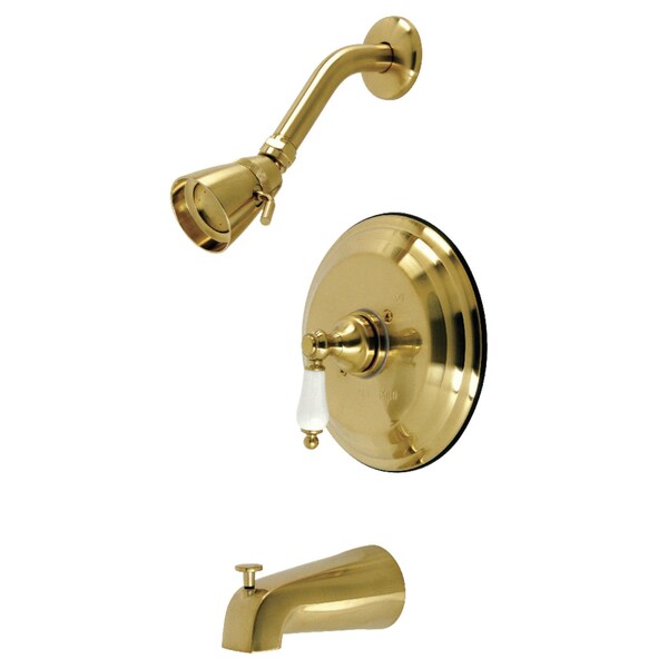 Tub and Shower Faucet, 3, Wall Mount, Brushed Brass
